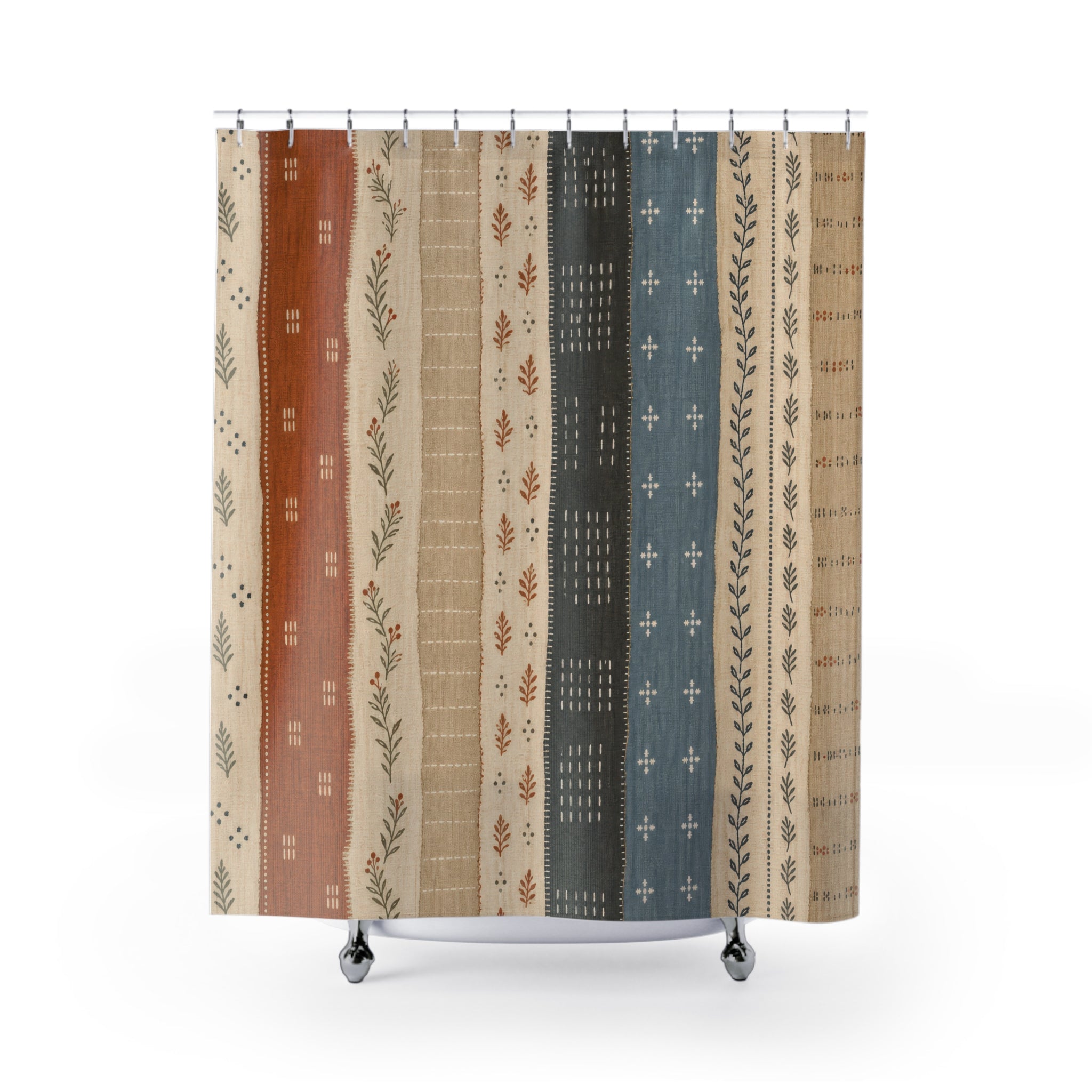 Boho Vertical Stripe Shower Curtain
