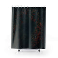 Dark garnet winter berry wreath shower curtain with full front view