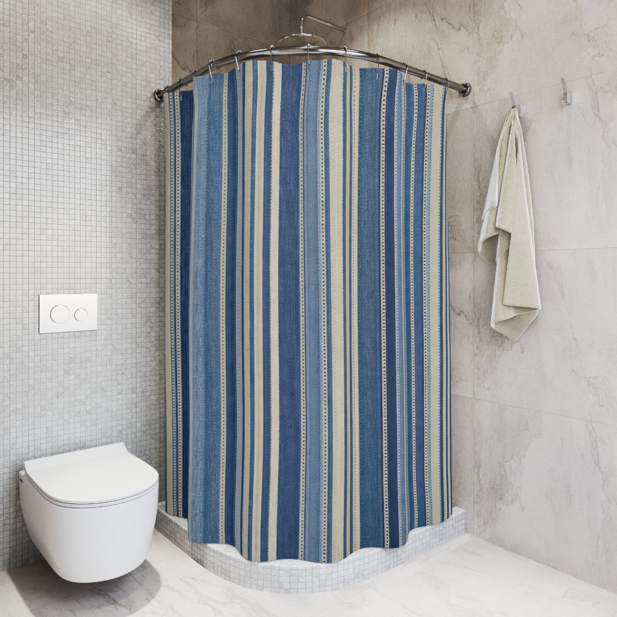 Indigo Heritage Ticking Stripe Shower Curtain
