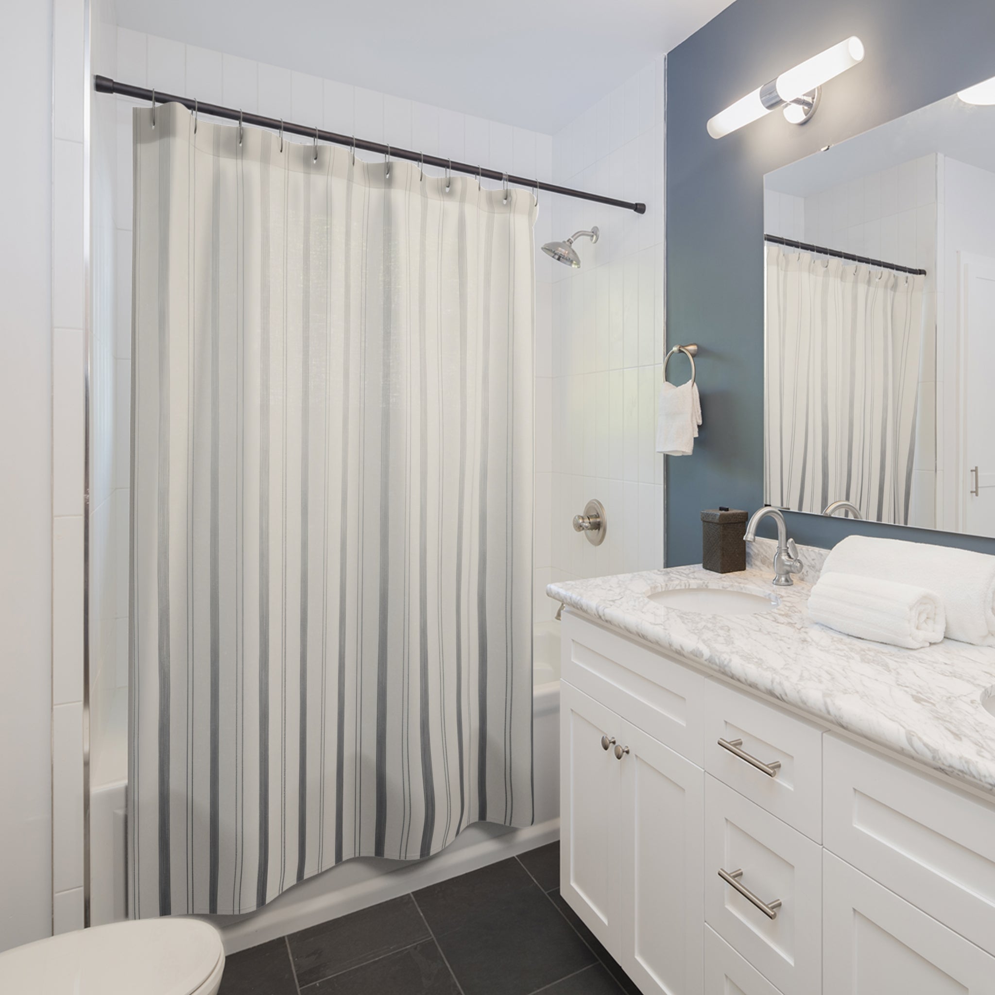 Ombre Grey Pinstripe Shower Curtain