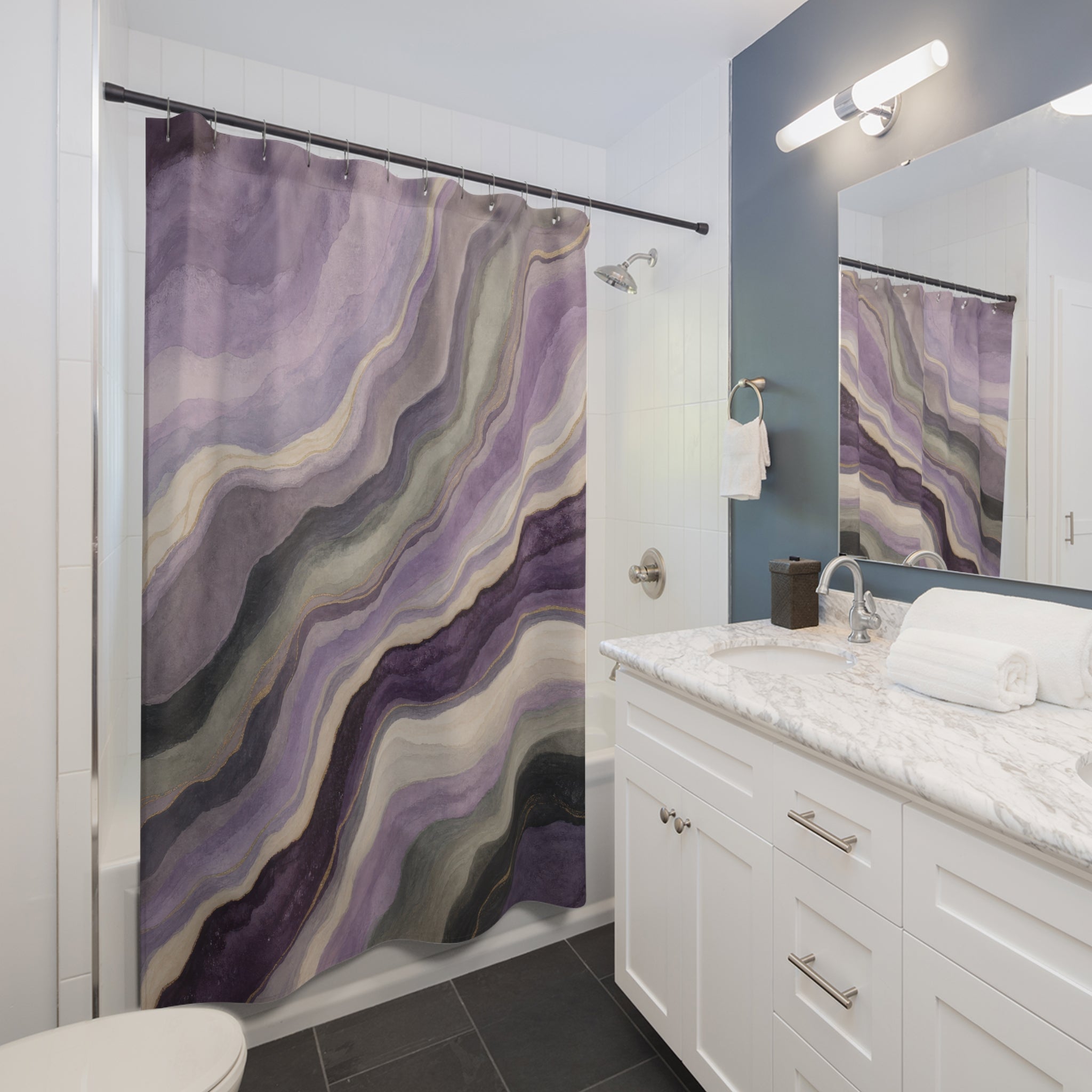 Lavender Watercolor Stone Shower Curtain