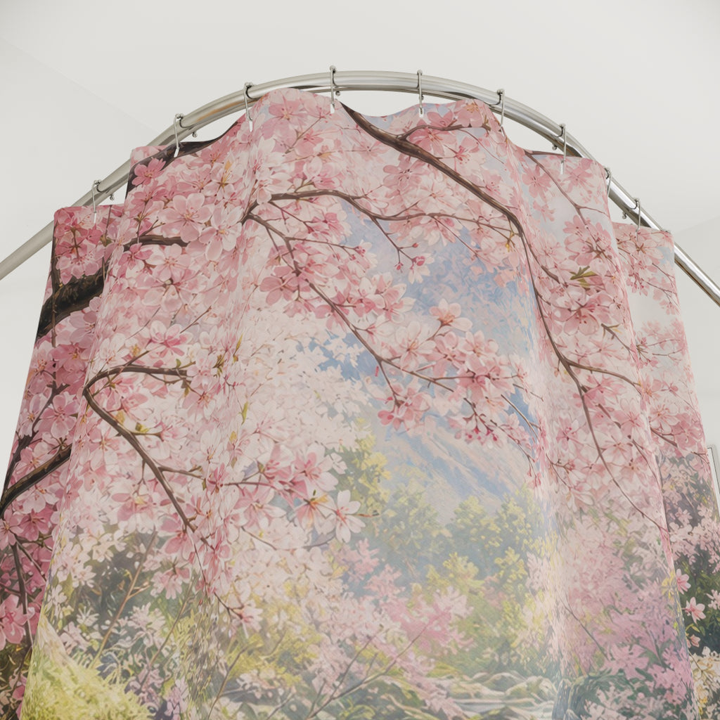 Cherry Blossom Stream Shower Curtain