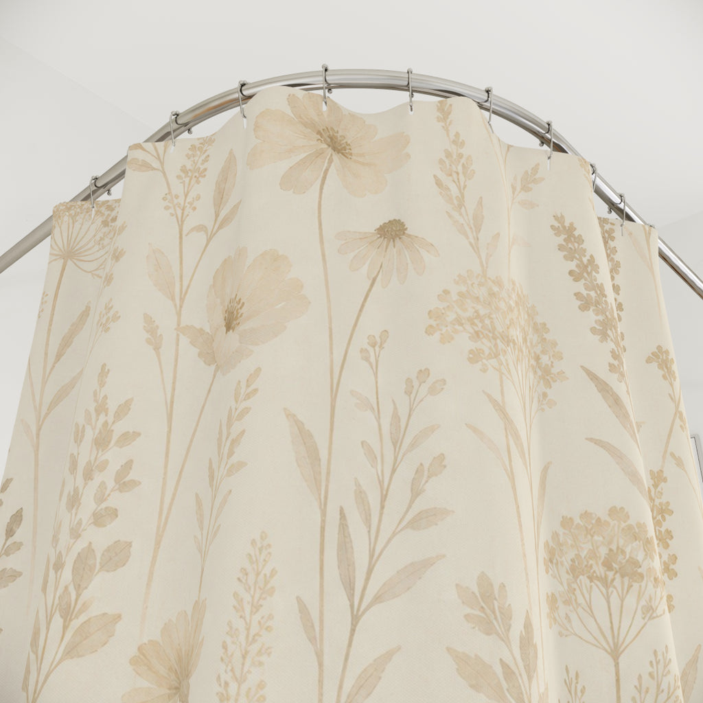 Beige Wildflower Shower Curtain