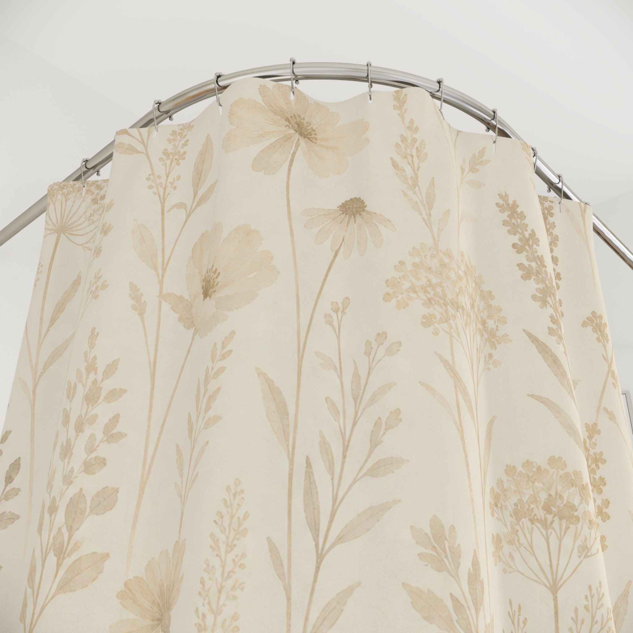 Beige Wildflower Shower Curtain