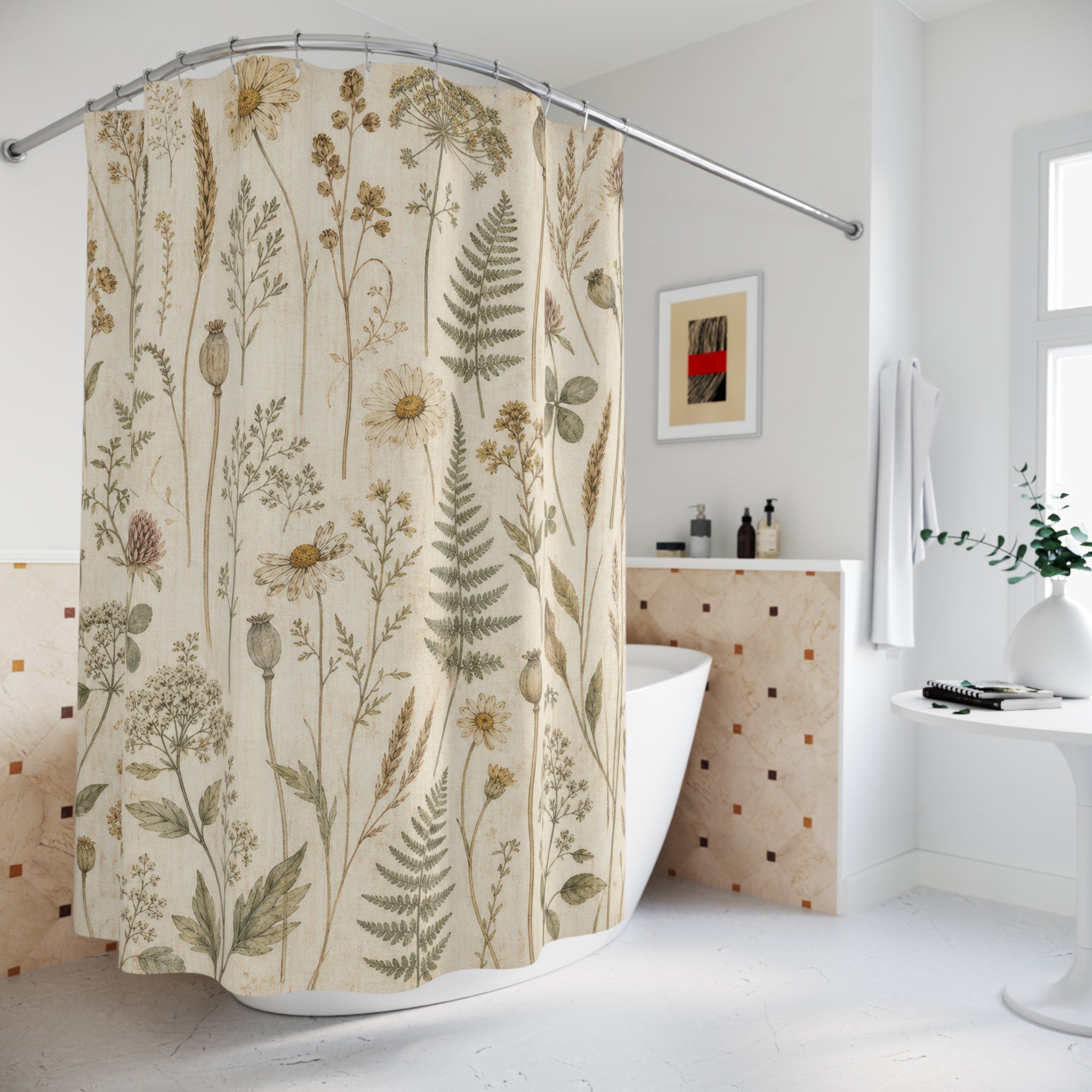 Pressed Herbarium Botanical Shower Curtain