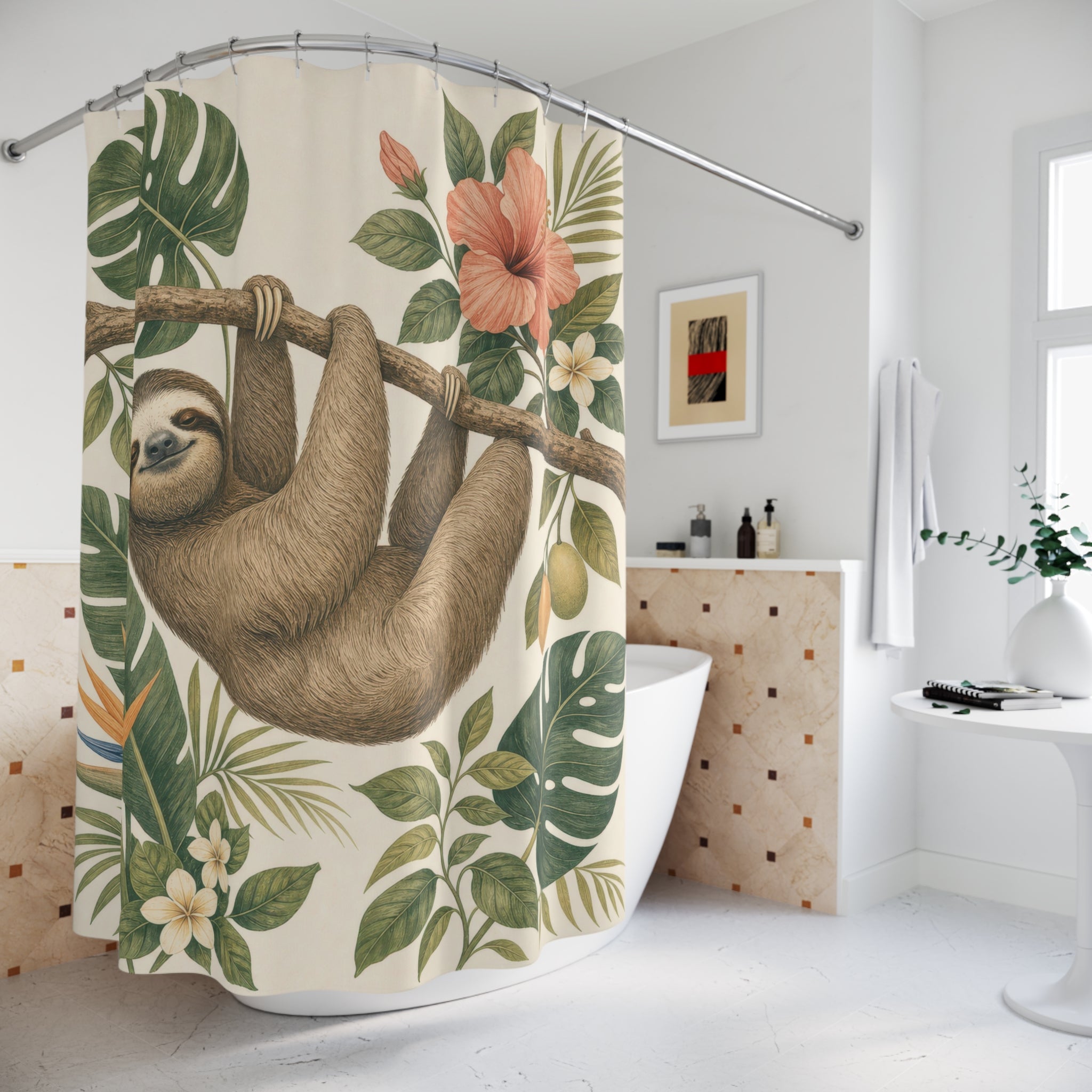 Tropical Sloth Shower Curtain