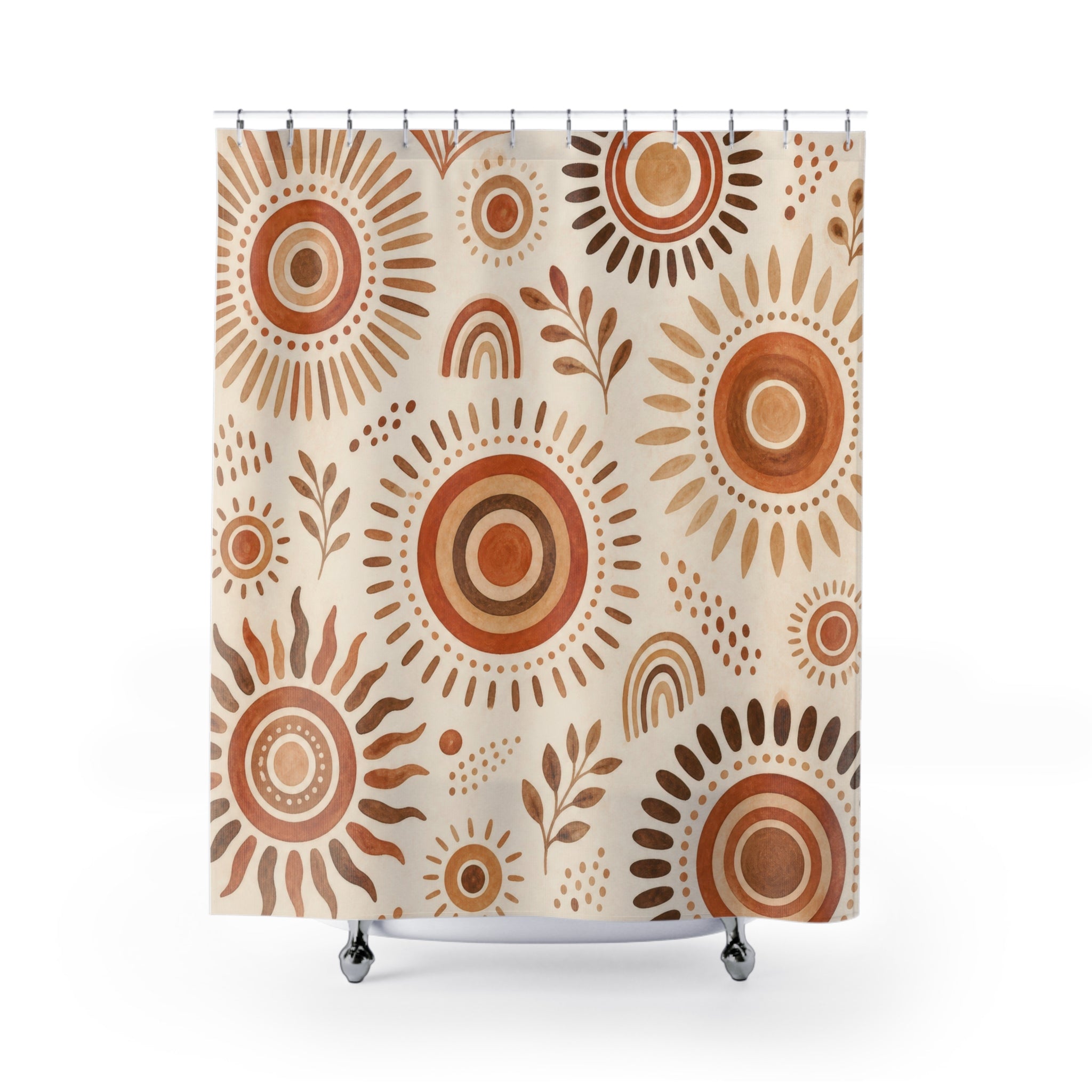 Terracotta Sunburst Circle Shower Curtain
