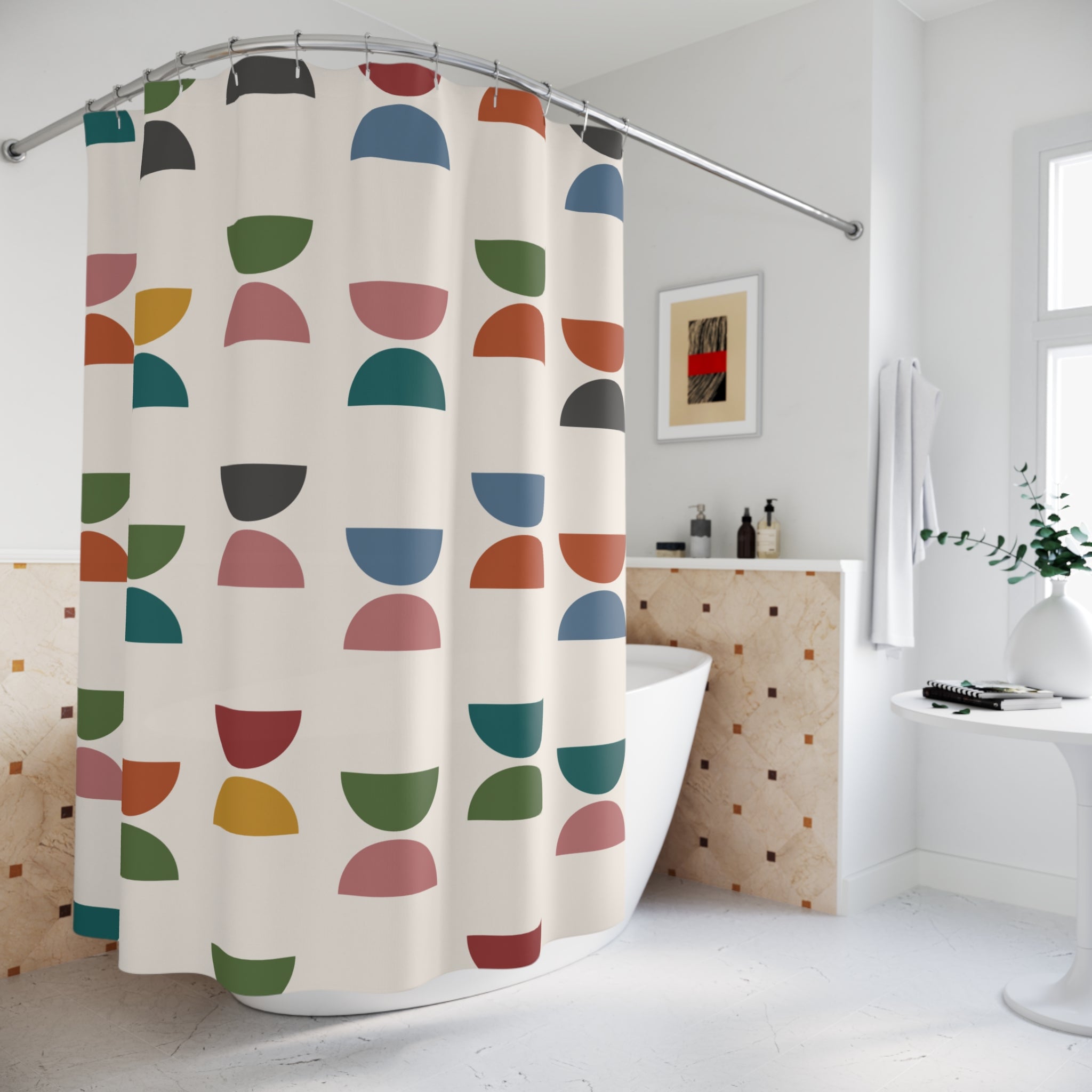 Mid Century Half Moon Shower Curtain — Retro Color