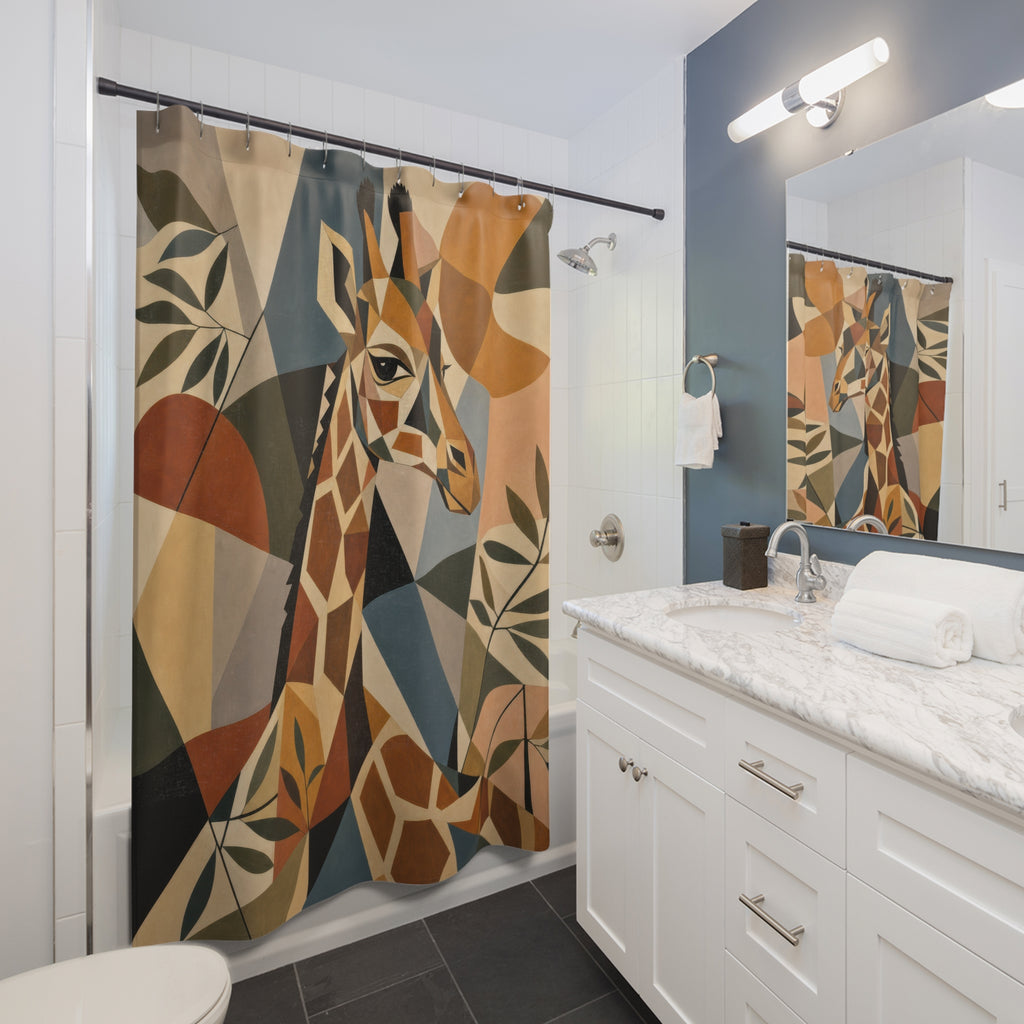 Faceted Safari Animal Portrait Shower Curtain
