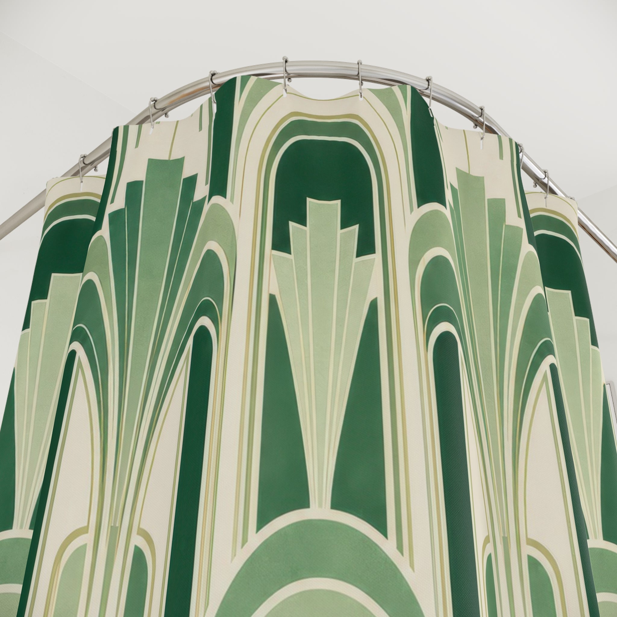 Green Art Deco Shower Curtain