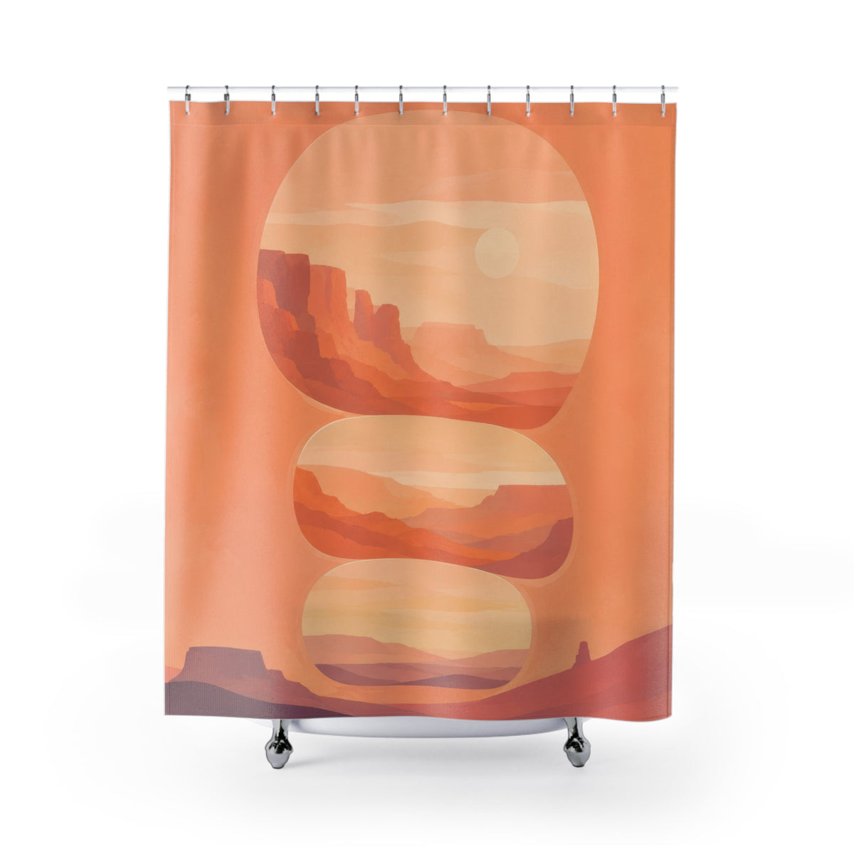 Peach desert canyon portals shower curtain with full front view