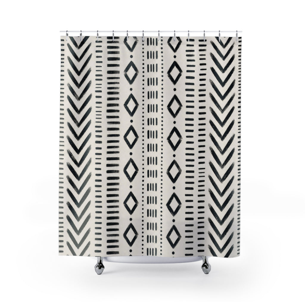 Black White Striped Shower Curtain