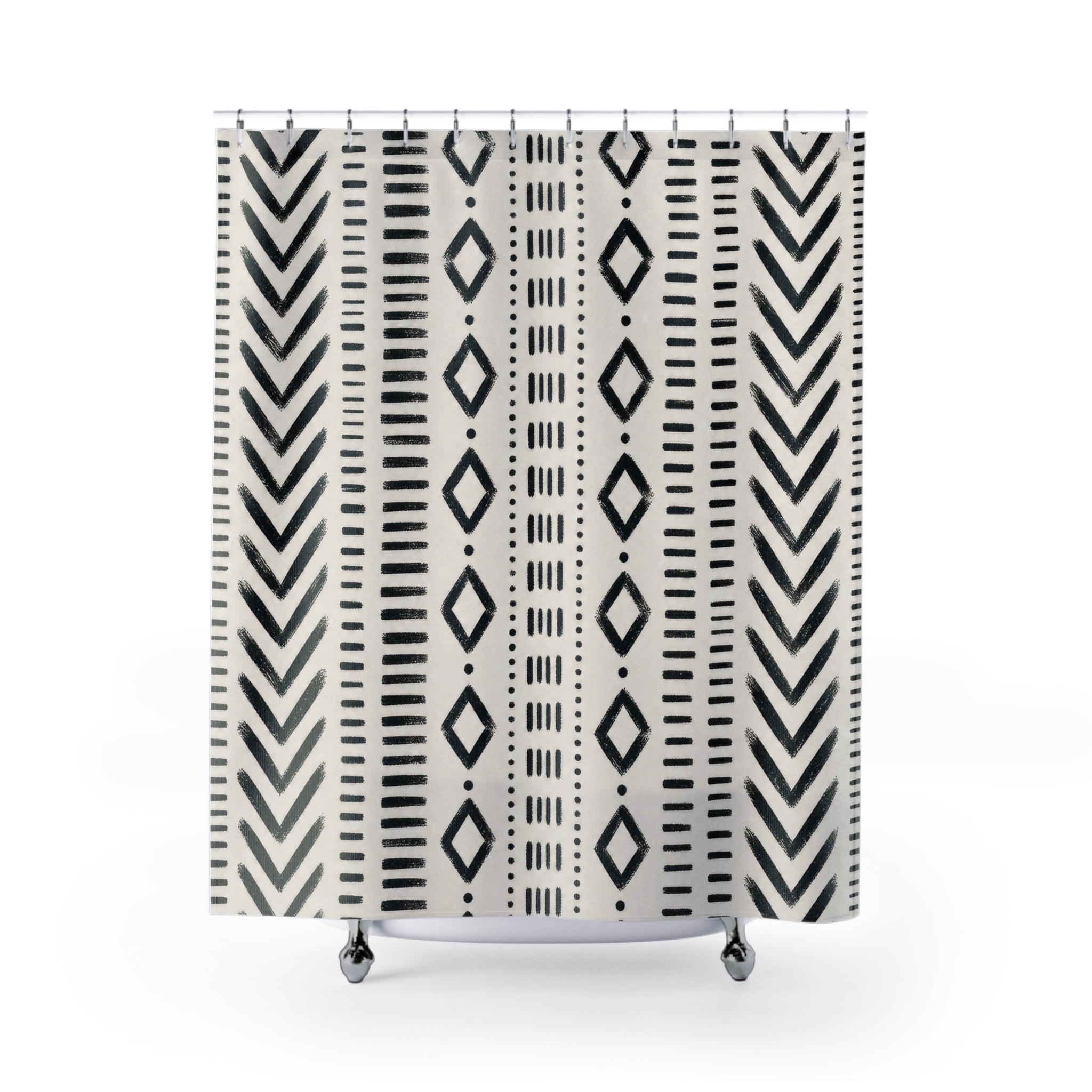 Black White Striped Shower Curtain