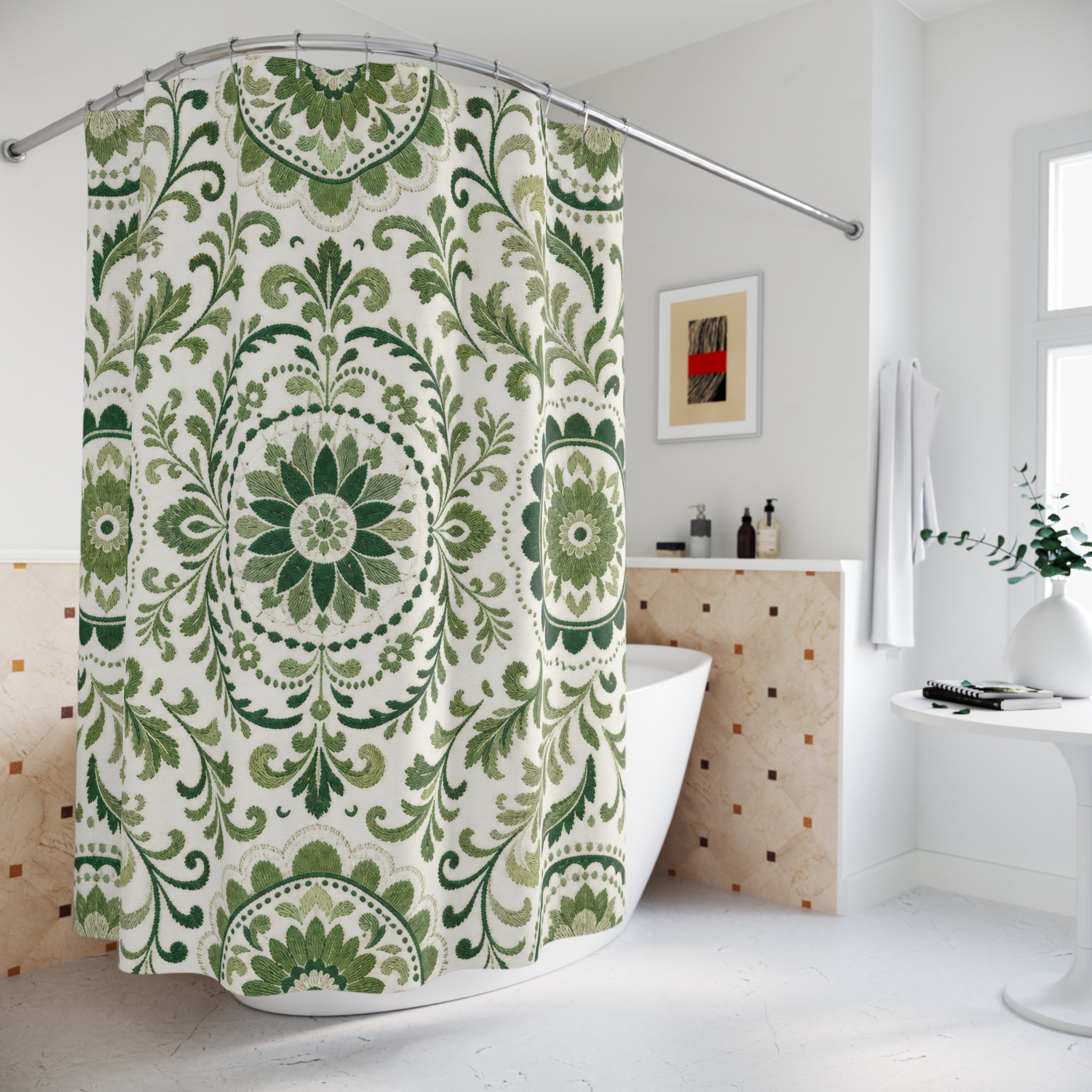 Botanical Medallion Leaf Shower Curtain