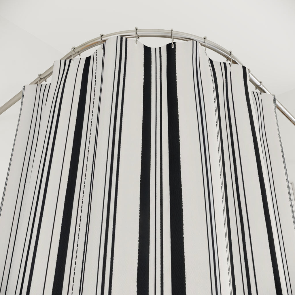 Black White Striped Shower Curtain