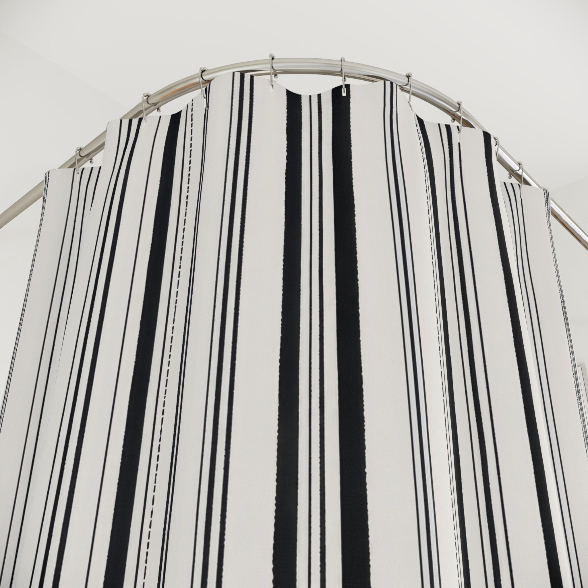 Black White Striped Shower Curtain
