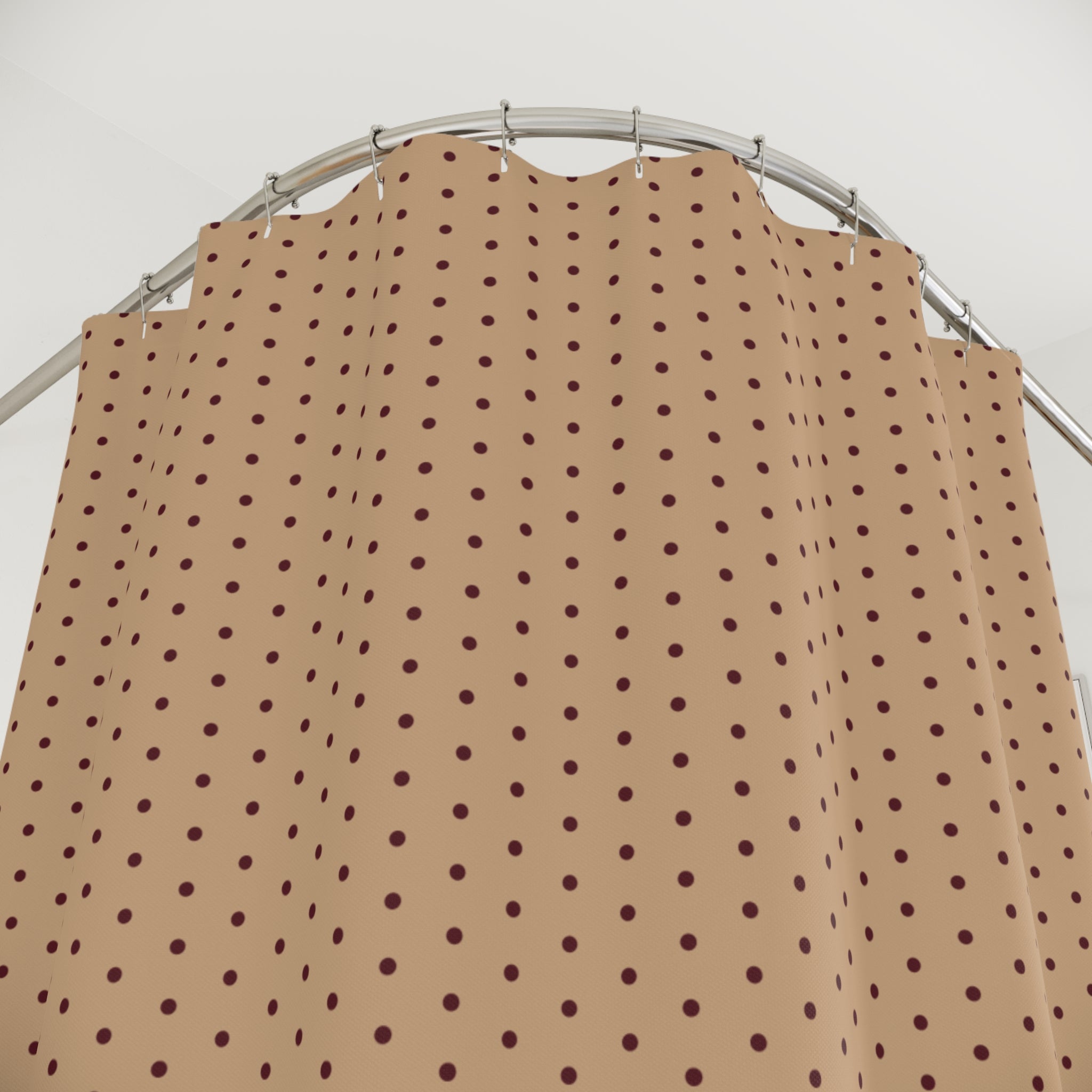 Burgundy and Camel Polka Dot Shower Curtain