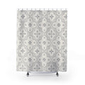 Grey White Moroccan Tile Shower Curtain