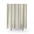 Olive Green Ticking Stripe Shower Curtain