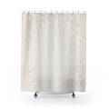 White Boho Shower Curtain, Botanical Border Bath Decor, Ivory Frame Pattern, Cream Guest Bathroom Decor, Soft Decorative Style Decor