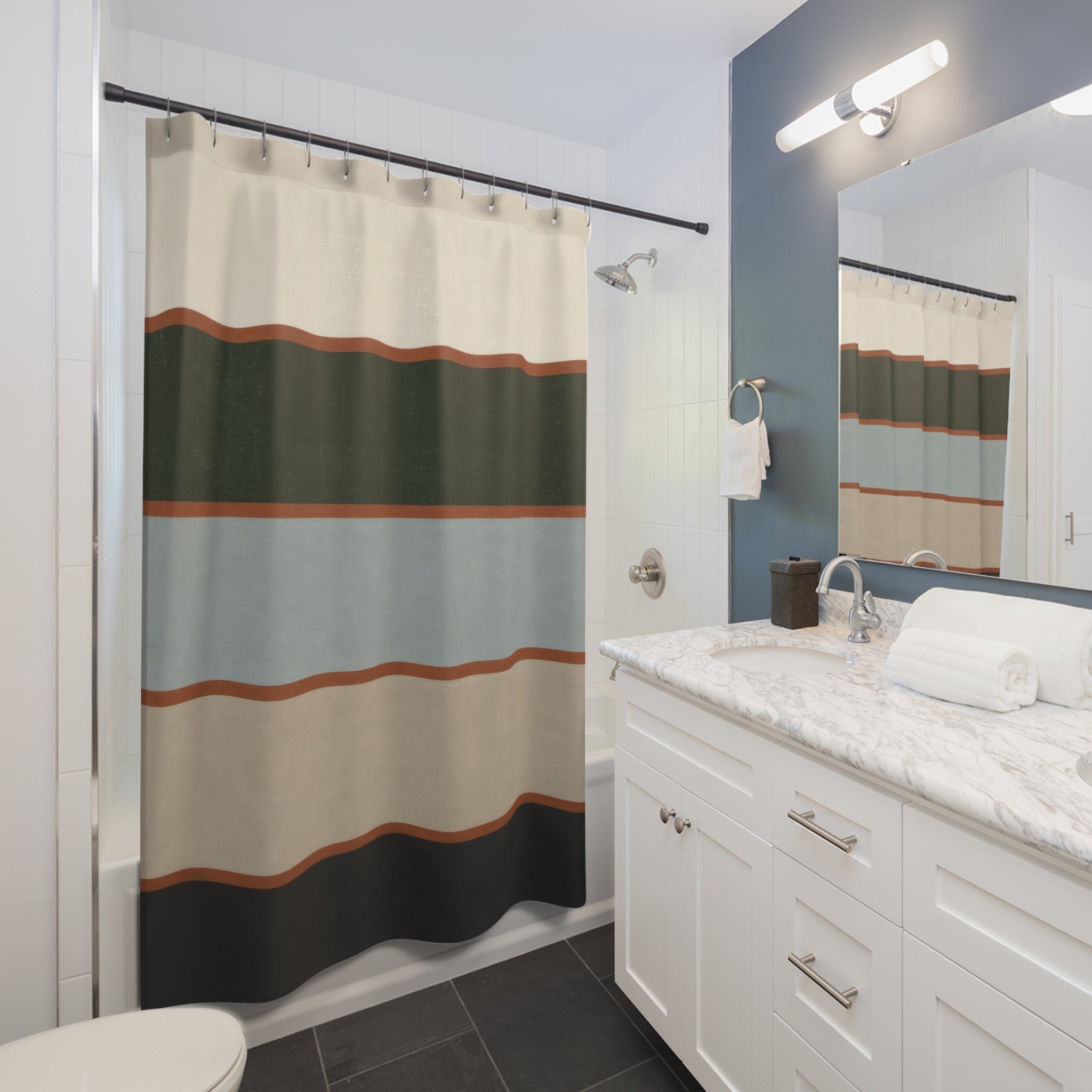 Horizontal Color Block Band Shower Curtain