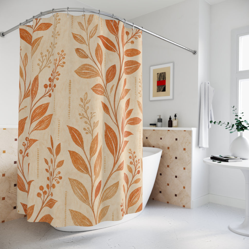 Terracotta Leaf Shower Curtain