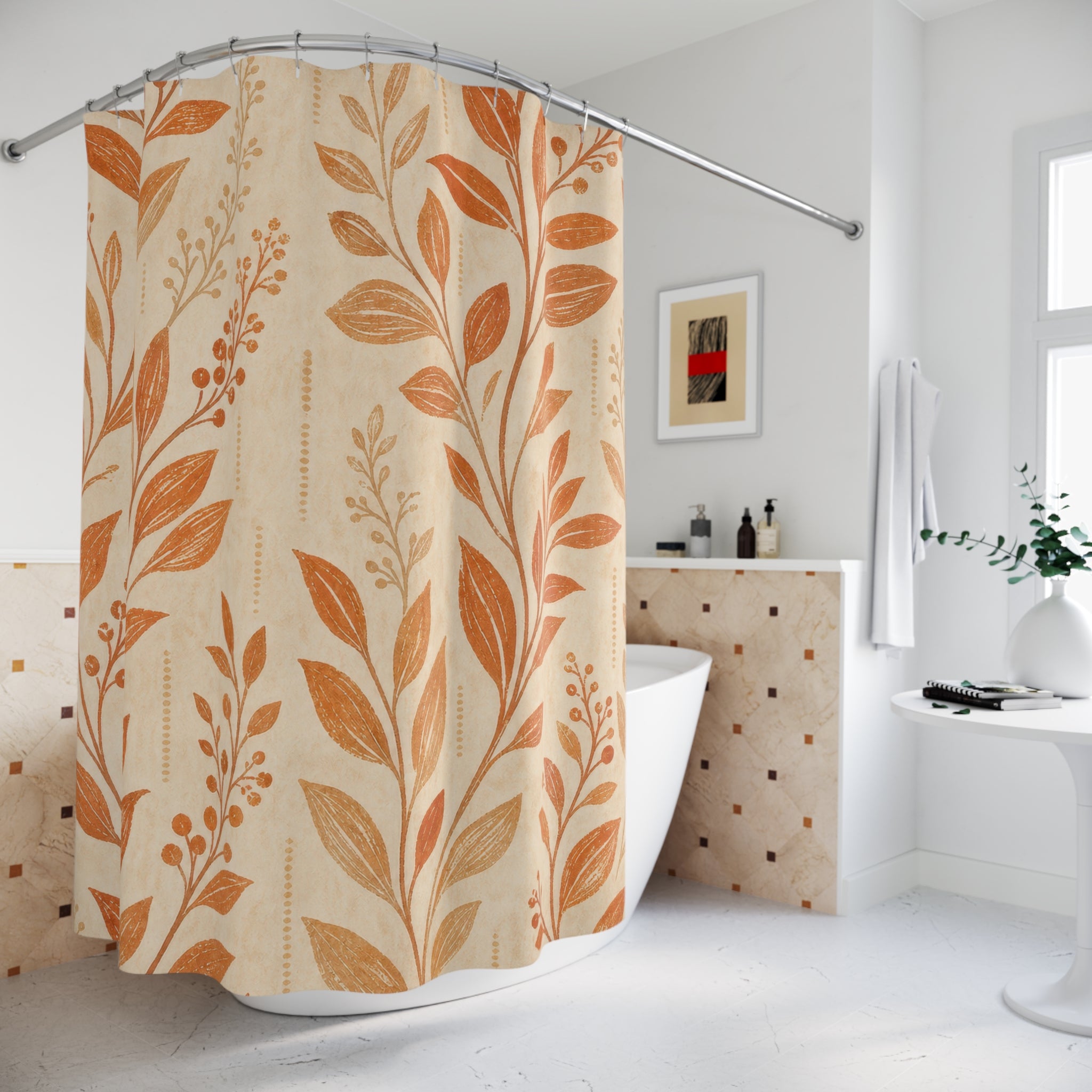 Terracotta Leaf Shower Curtain