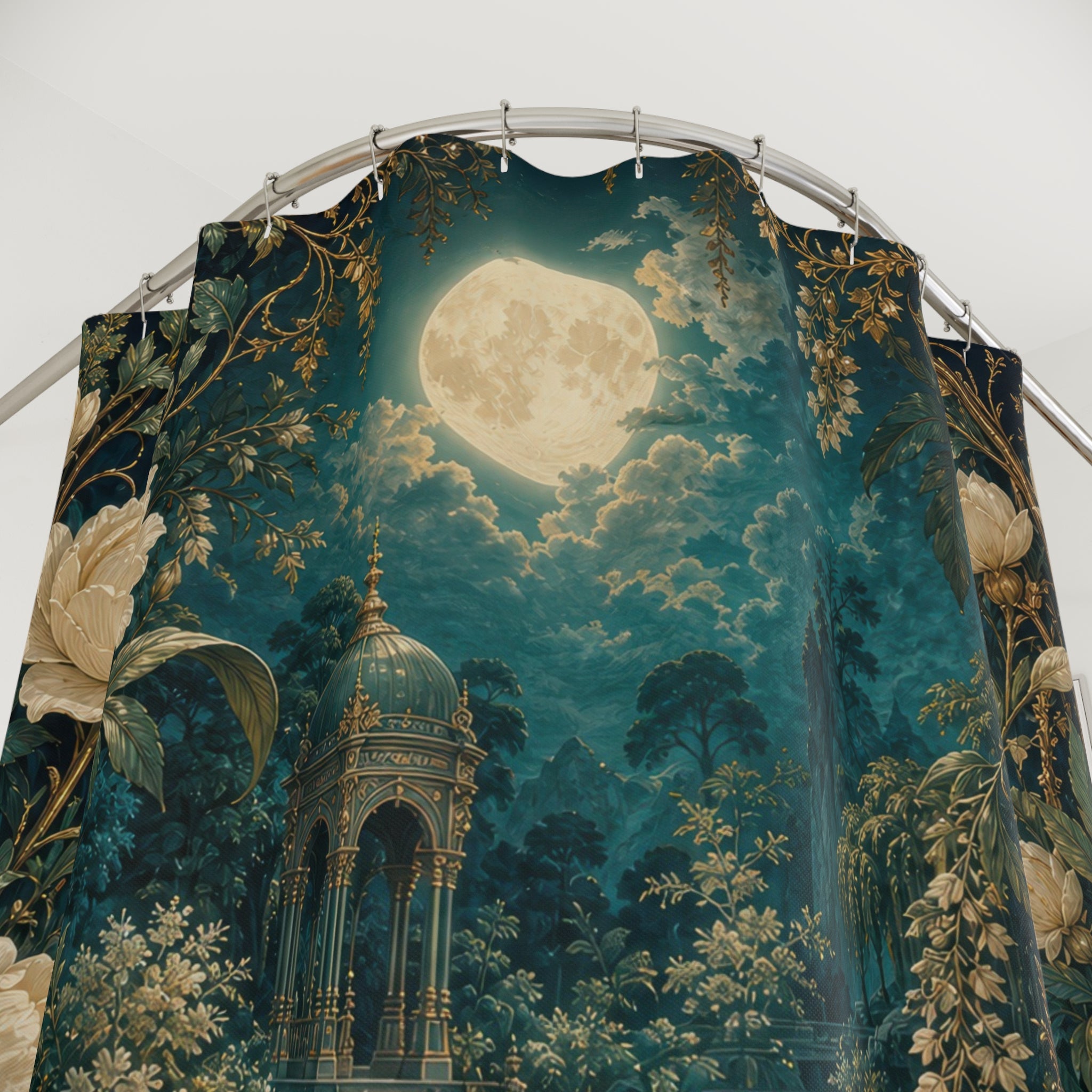 Moonlit Gondola Garden Shower Curtain