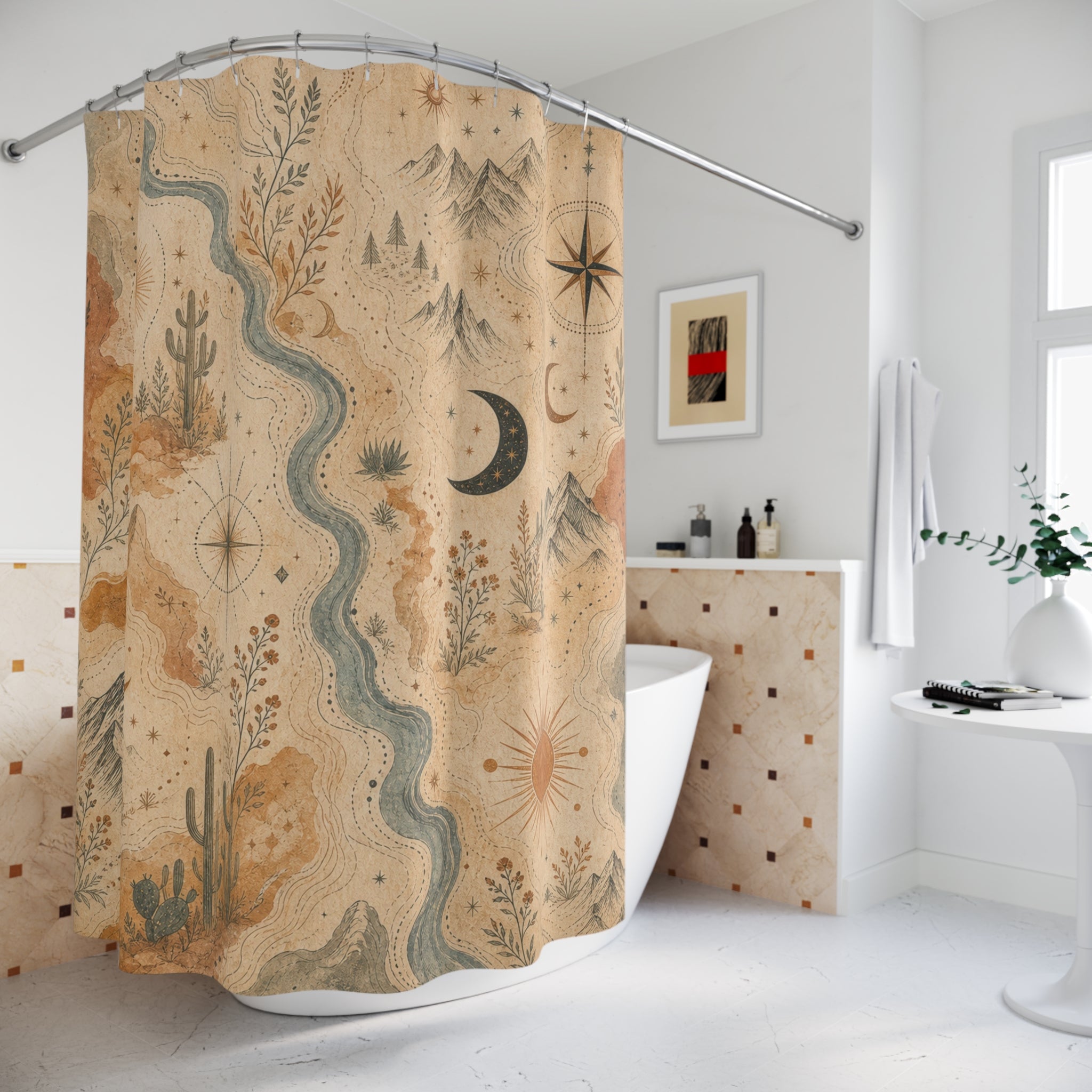 Abstract Desert Map Shower Curtain