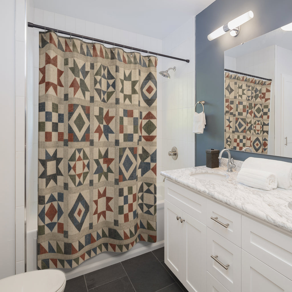 Patchwork Star Quilt Shower Curtain