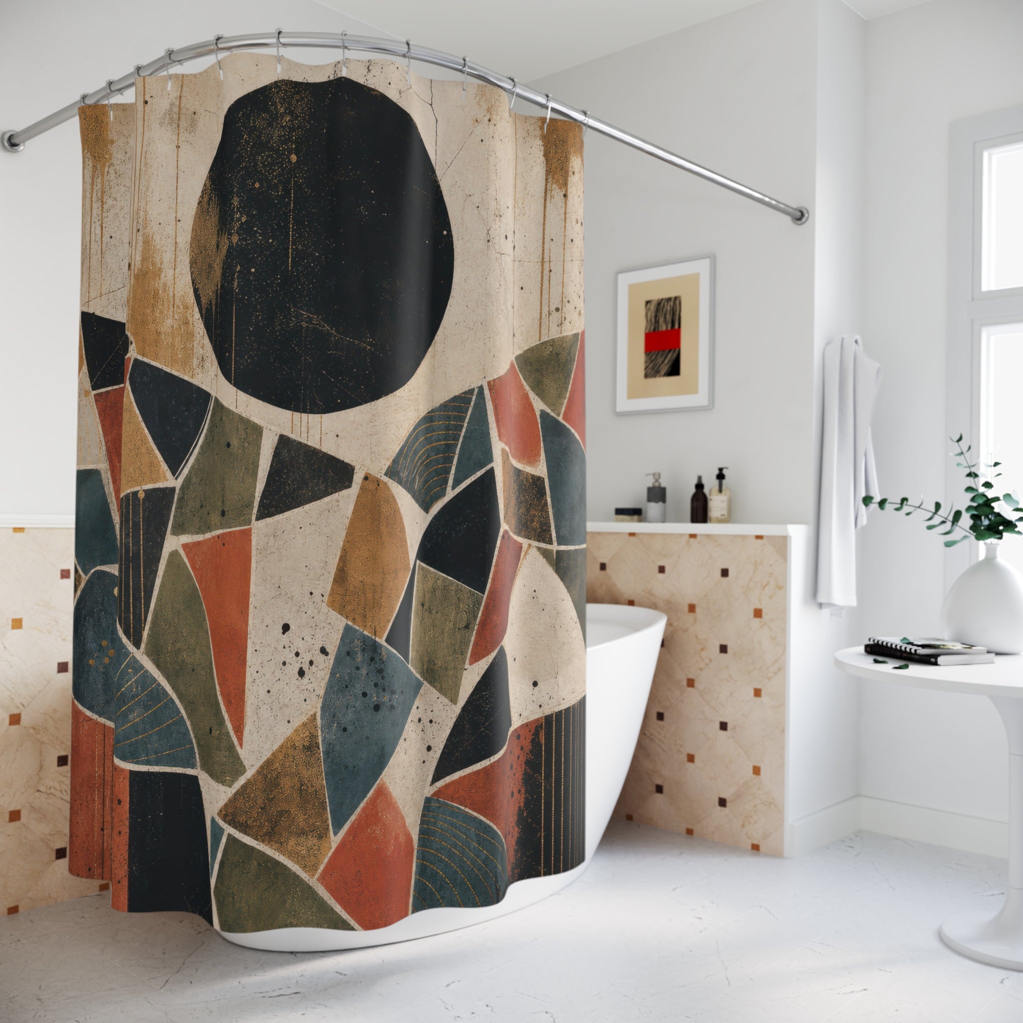 Abstract Sun Mosaic Shower Curtain