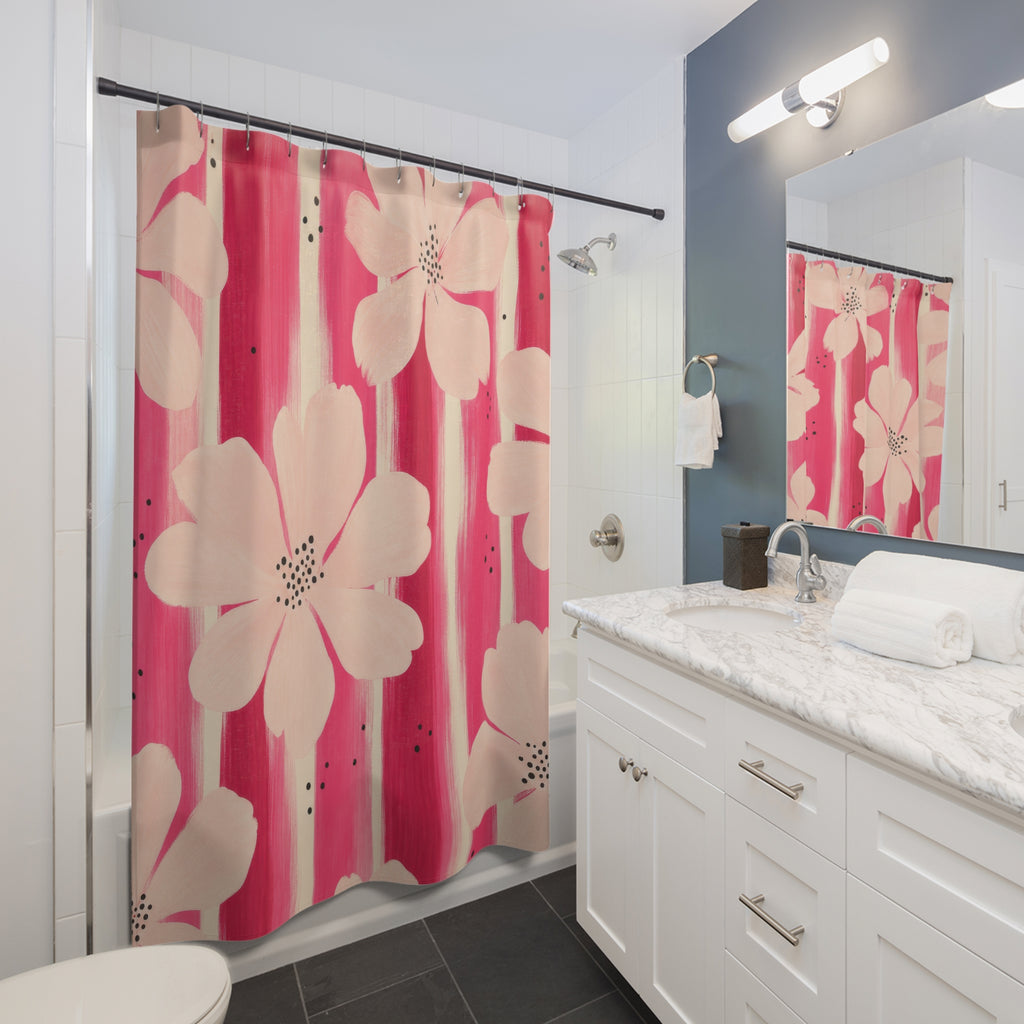 Hot Pink Floral Shower Curtain