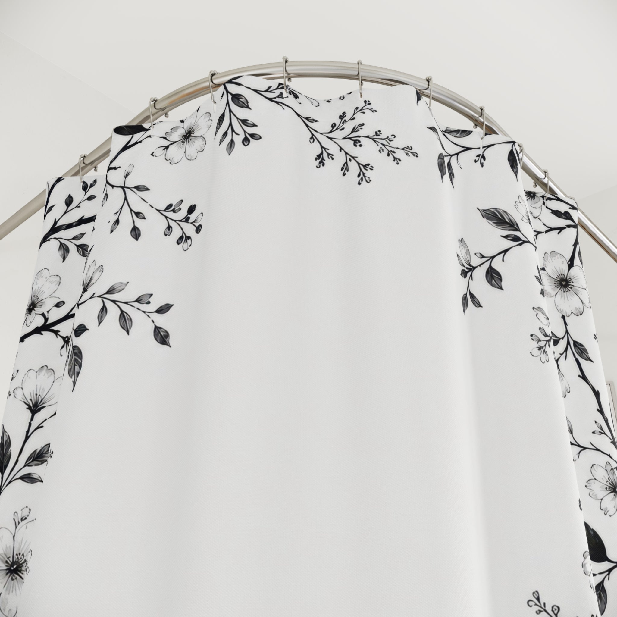 Black White Vine Border Shower Curtain