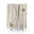 Beige Black Abstract Line Art Shower Curtain
