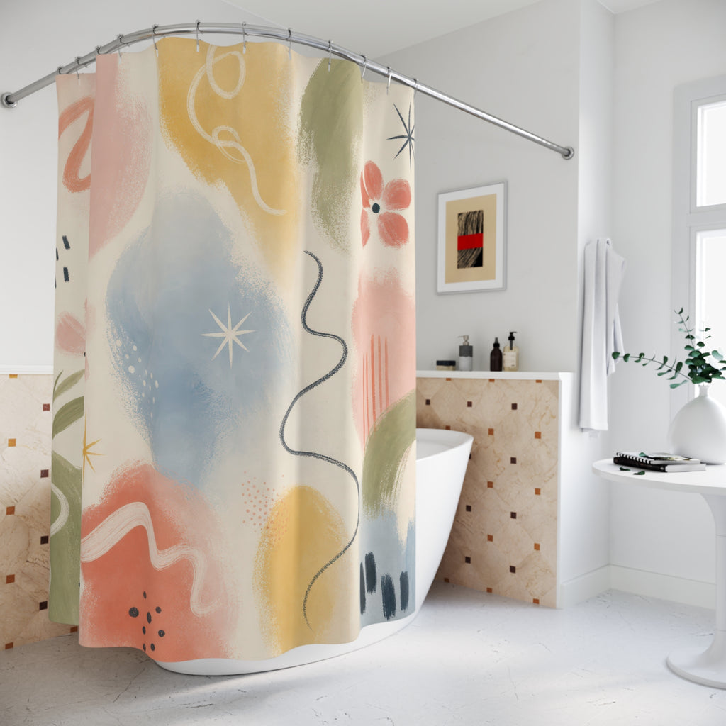 Retro Pastel Abstract Shower Curtain