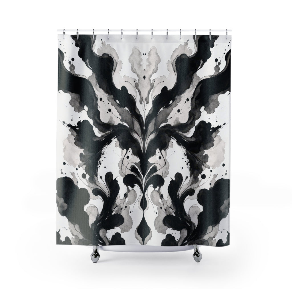 Black White Mirrored Abstract Shower Curtain