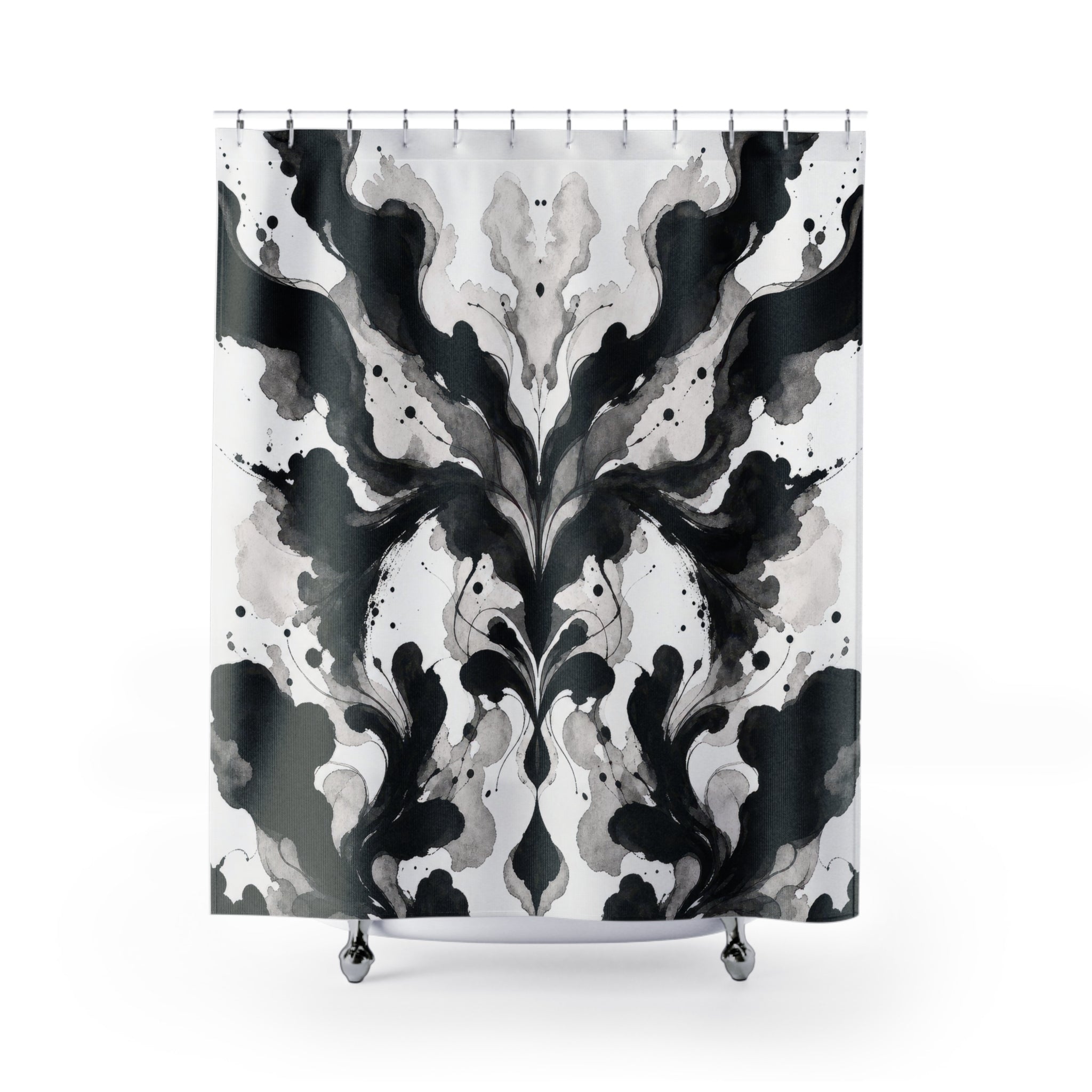 Black White Mirrored Abstract Shower Curtain