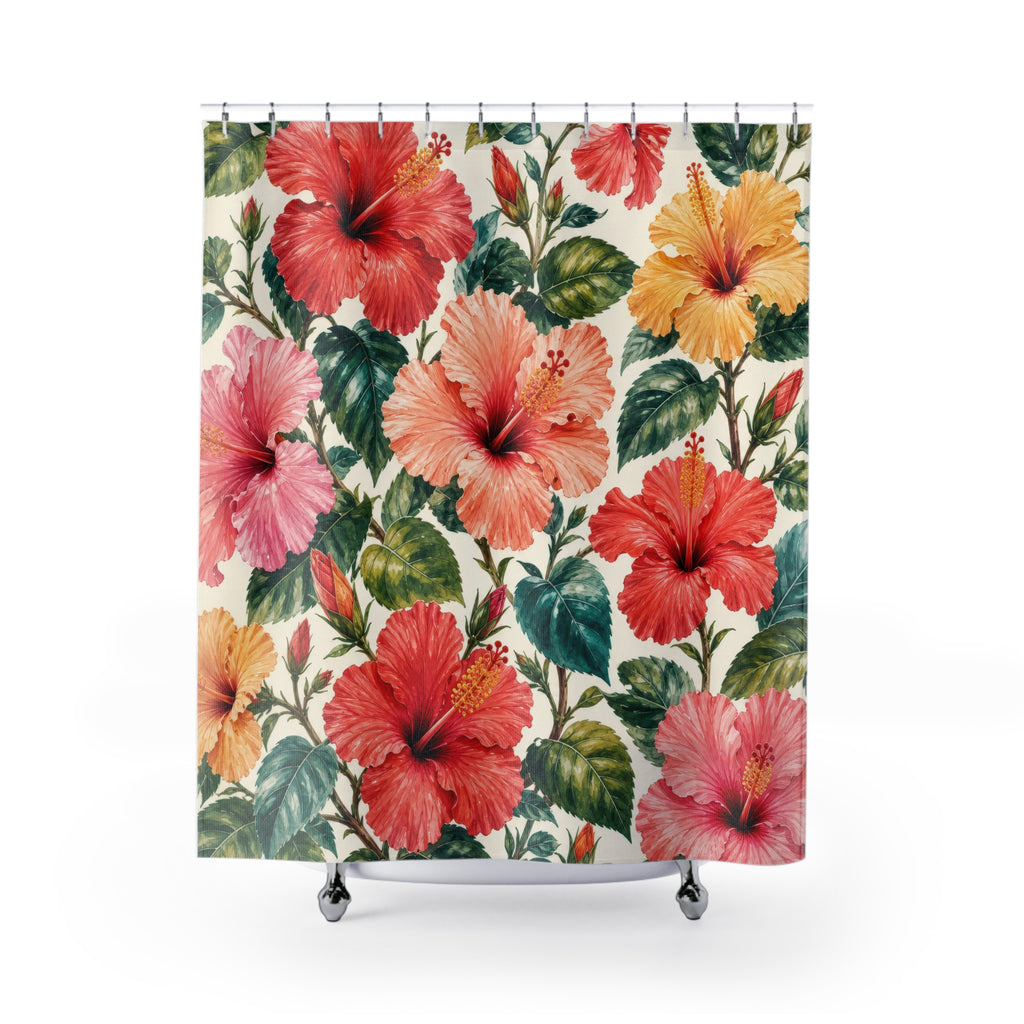 Tropical Flower Botanical Shower Curtain