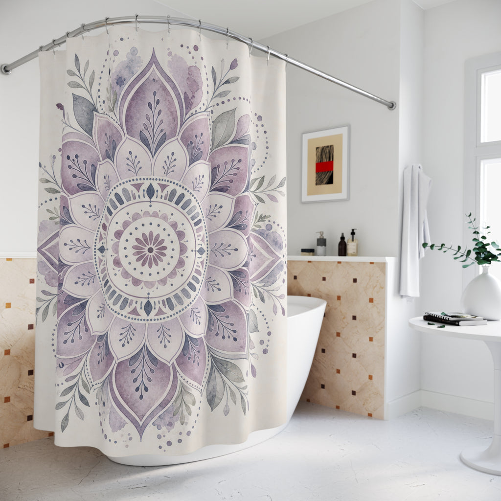 Lavender Floral Medallion Shower Curtain