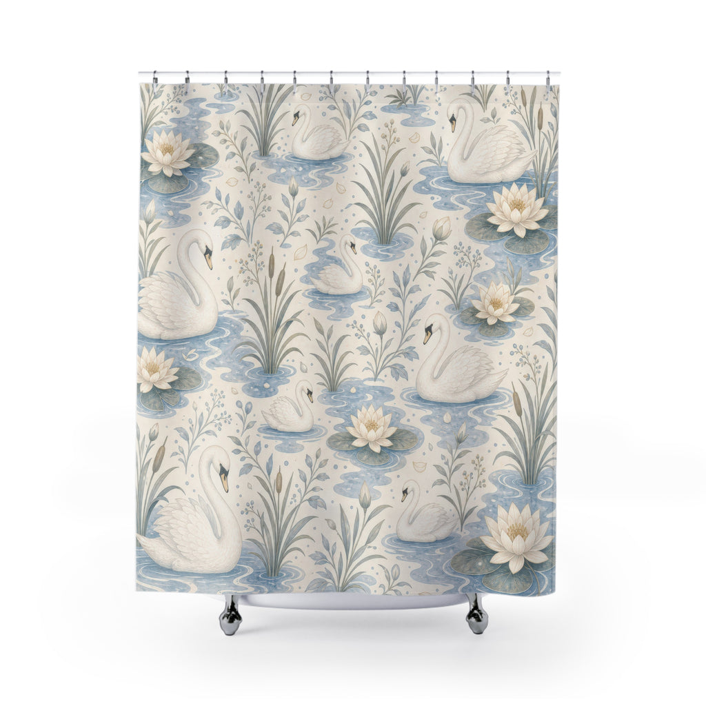 Swan Lake Botanical Shower Curtain