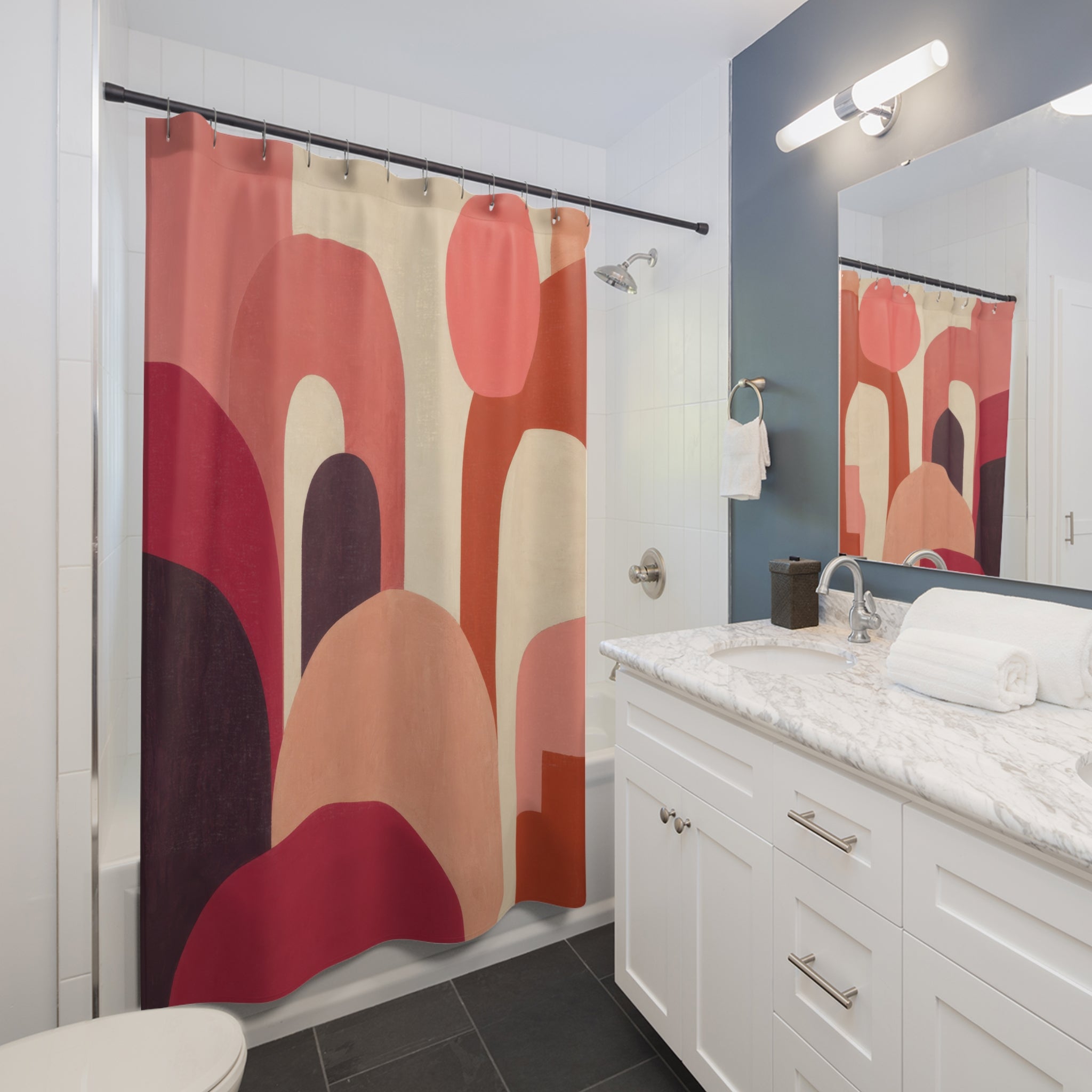 Retro Coral Rose Arch Shower Curtain