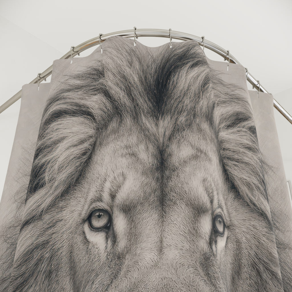 Gray Pencil Animal Portrait Shower Curtain