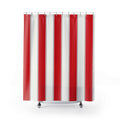 Crisp Red Awning Shower Curtain, Red Ivory Classic Bathroom Decor, Awning Stripe Bath Curtain, Guest Bath Decor, Small Bathroom Decor