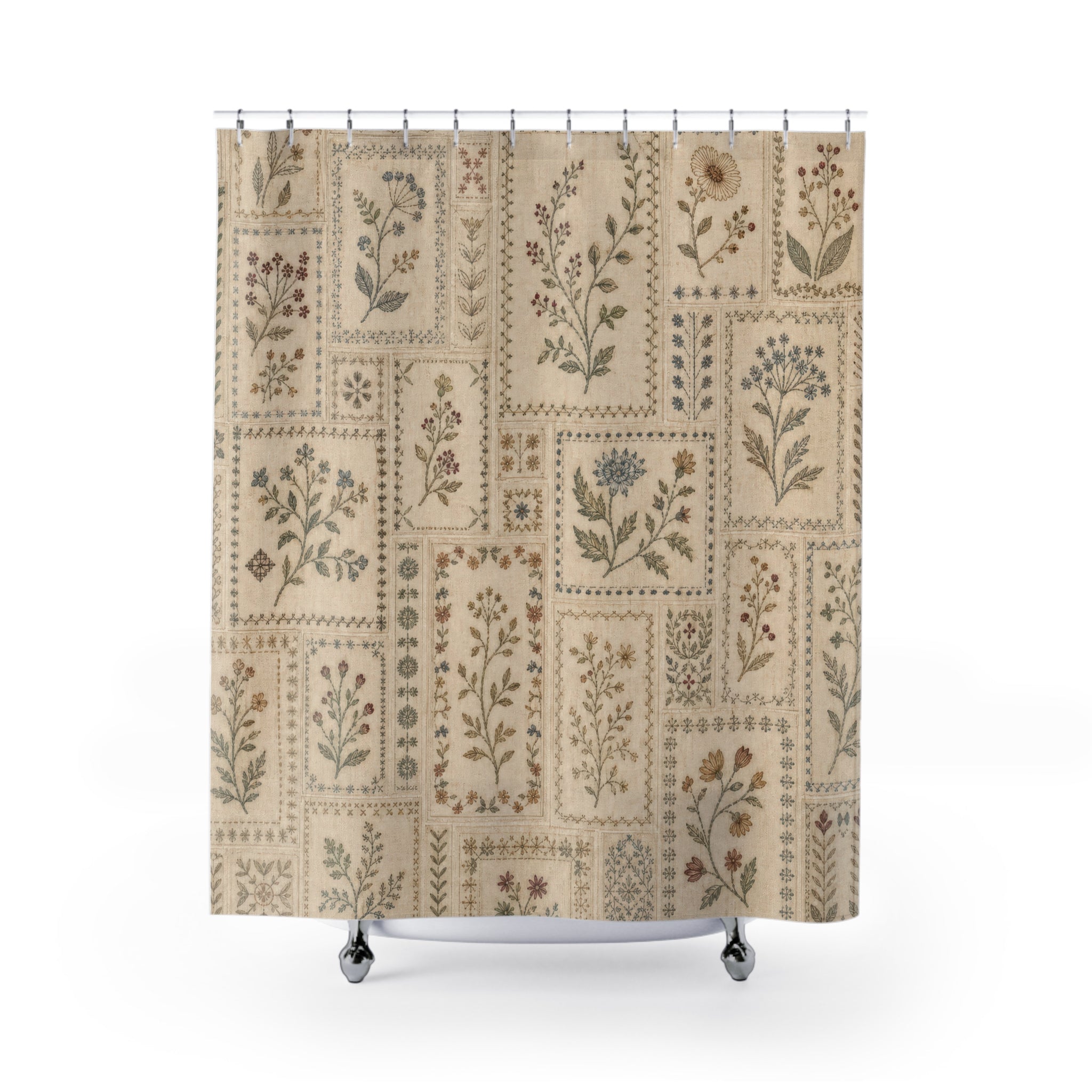Herbarium Tile Vintage Botanical Shower Curtain