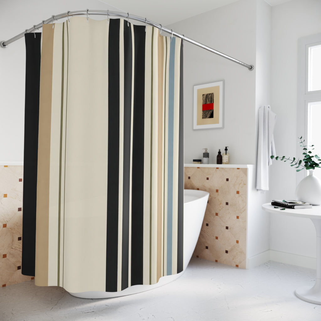 Cream Tan Cabana Stripe Shower Curtain