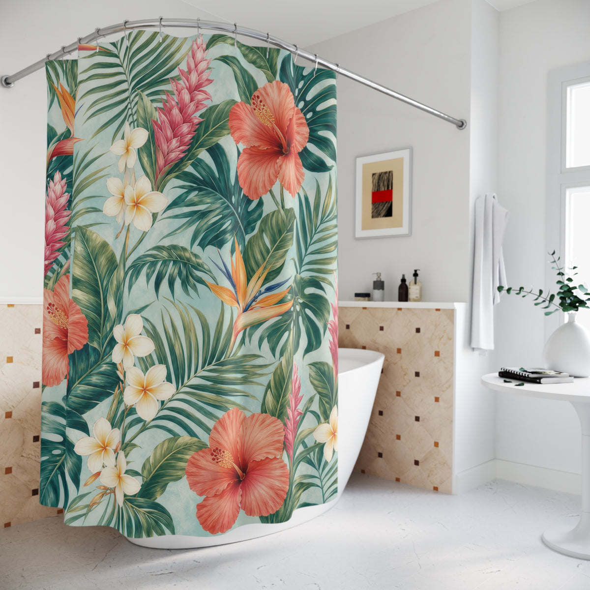 Tropical Hibiscus Shower Curtain