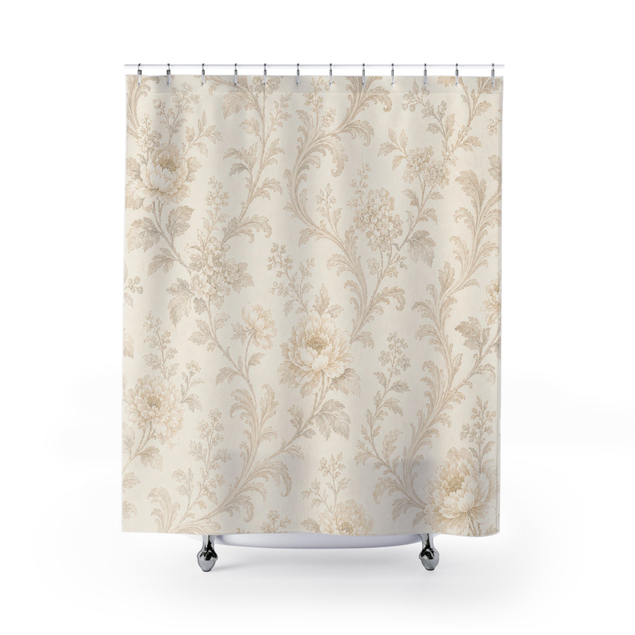 Beige Vintage Botanical Shower Curtain