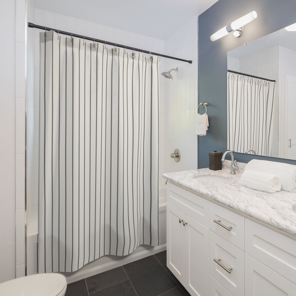 Black Ticking Stripe Shower Curtain – Farmhouse