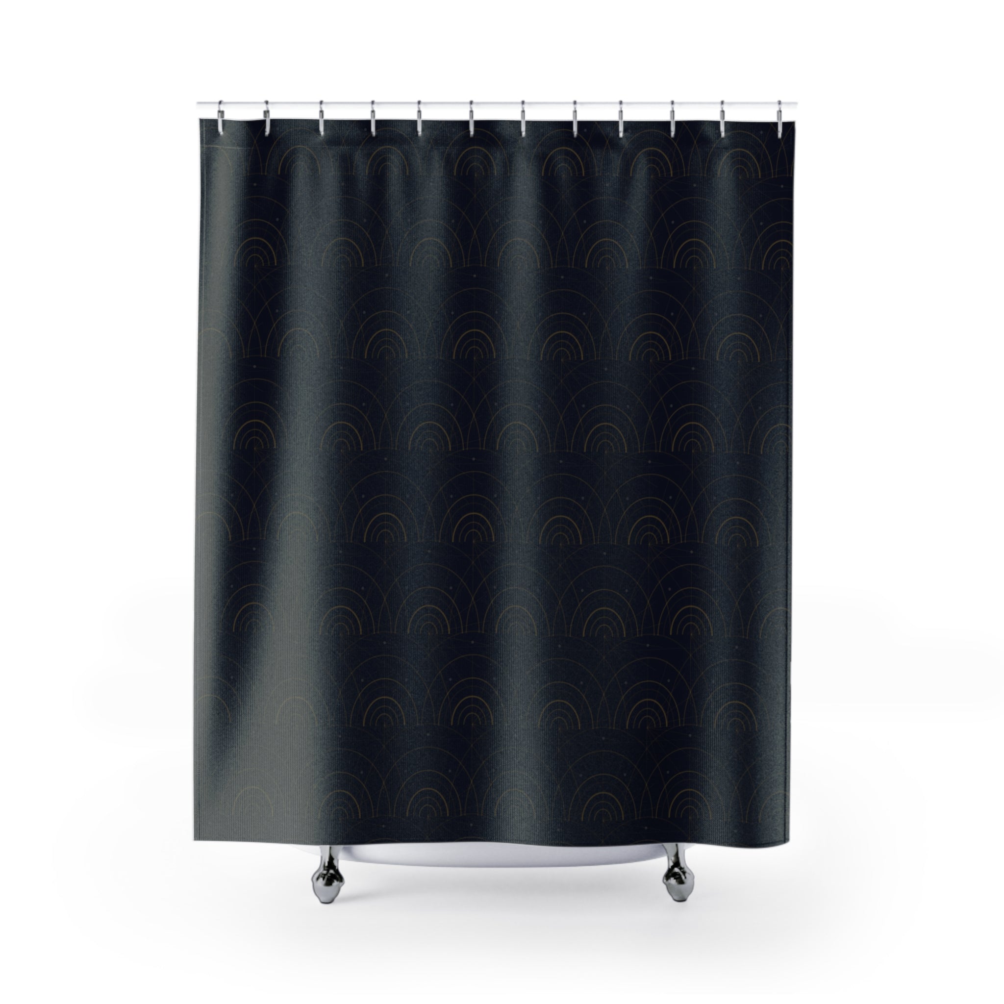 Art Deco Fan Shower Curtain – Gold and Navy