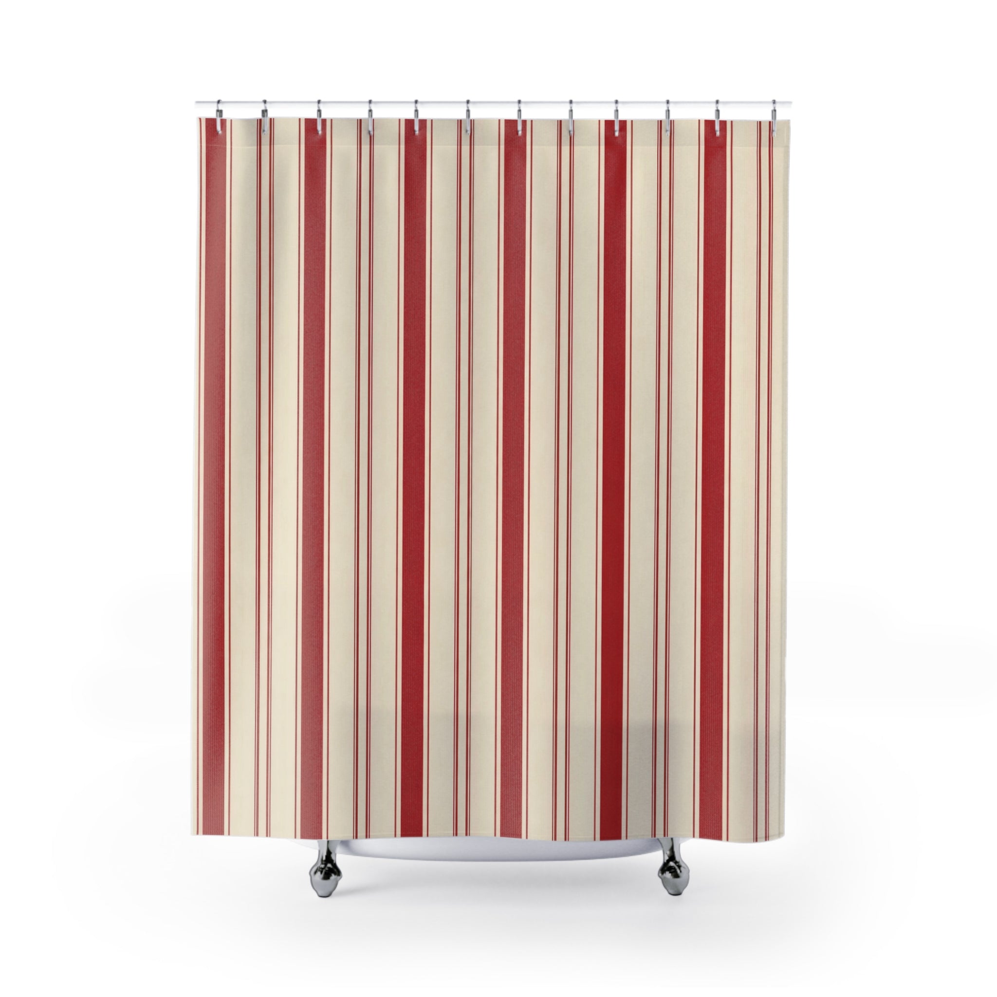 Red and White Striped Shower Curtain: Vintage Hotel Stripe